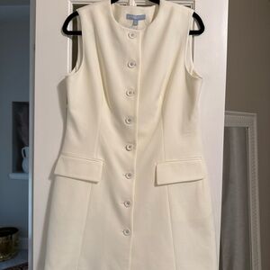 Sleeveless Cream Button-Front Shift Dress